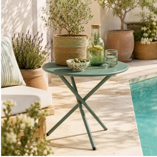 Petite table d'appoint Ambiance Tuin - verte - métal - Diamètre 48 cm - Hauteur 48 cm - ronde - table basse