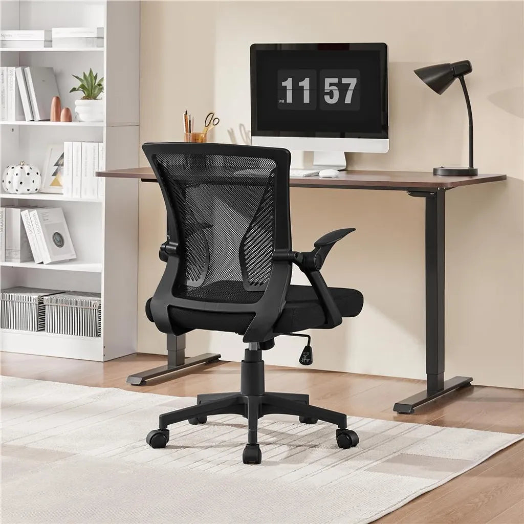 Chaise de bureau ergonomique Yaheetech avec accoudoirs réglables, jusqu'à 136 kg, noire
