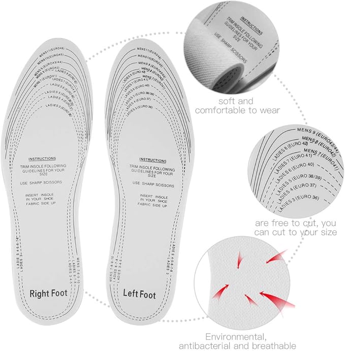 Semelles Fockety - Latex respirant - Antibactériennes - Absorbent les odeurs - Blanches