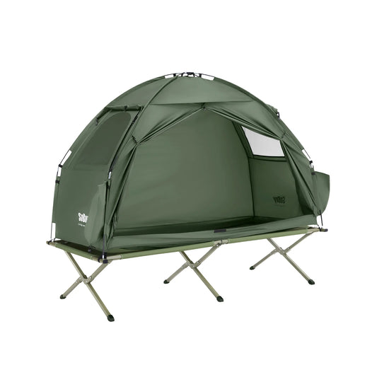 Tente de camping SoBuy OGS32-II-GR 1 place, vert foncé – 2-en-1 avec crochet pour lampe et rangements pour chaussures, 193 × 161 cm