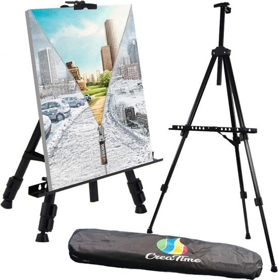 Chevalet CreaTime réglable et pliable pour adultes, avec housse de protection/sac de transport de luxe, chevalet de plein air