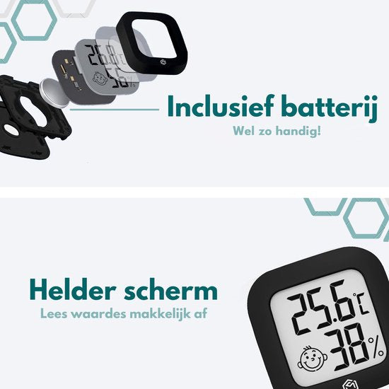 Ease Electronicz hygromètre - Station météo - Humidimètre - Thermomètre d'intérieur - Pile et bande adhésive incluses