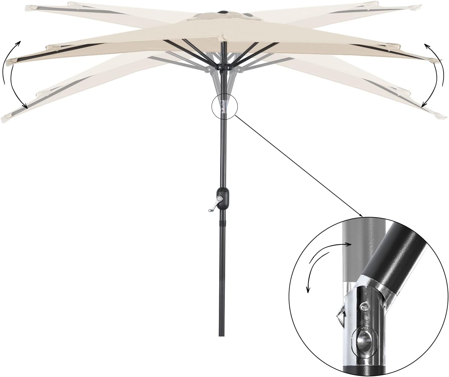 Angel Living Parasol de balcon - Semi-circulaire - 265 x 130 cm - Beige