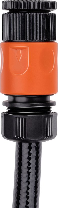 BLACK+DECKER - Lot de 4 raccords pour tuyau d'arrosage / 2x bouchon d'eau / Entretoise - Noir / Orange