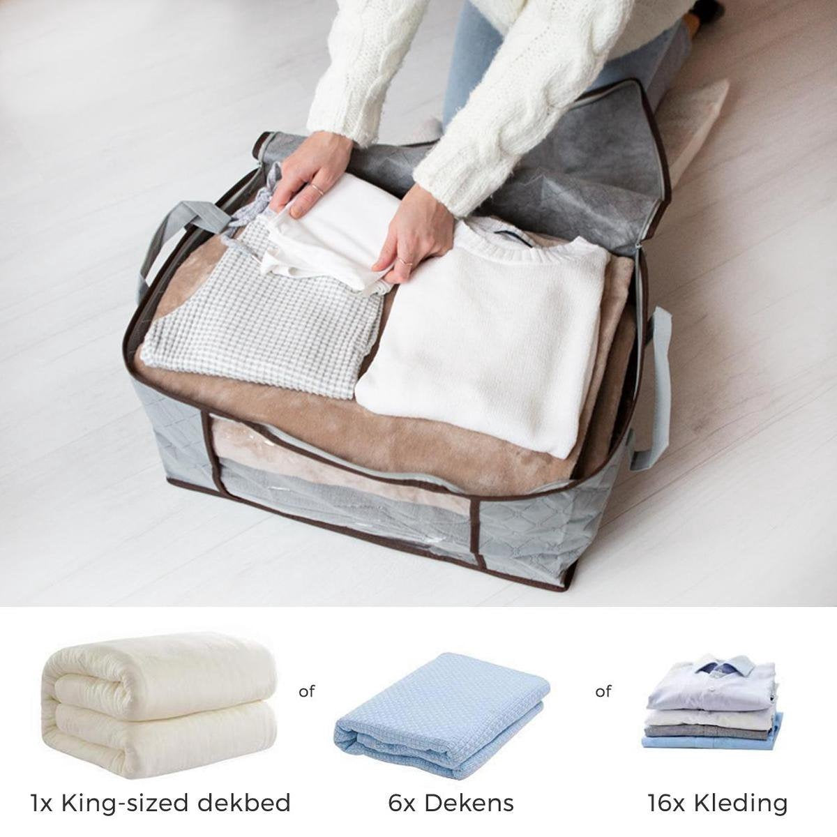 LifeGoods Sac de rangement et d'organisation - 4x 50L - 54x25x39 cm - Textile - Gris