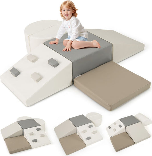 Coast 6-piece Foam Climbing Toy - 40×20×40 cm - White PU leather