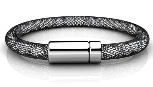 Yolora Ladies Mesh Bracelet - Kalpa Camaka Crystals - Bracelet femme noir - Bijoux - Boîte cadeau de luxe - Boîte cadeau - Boîte cadeau exclusive - Belle boîte cadeau - Cadeau de fête des mères