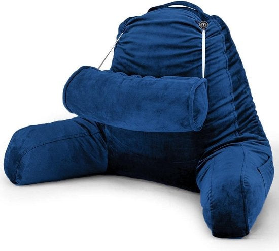 Coussin de lecture avec coussin pour la nuque - Ella® - Velours bleu marine