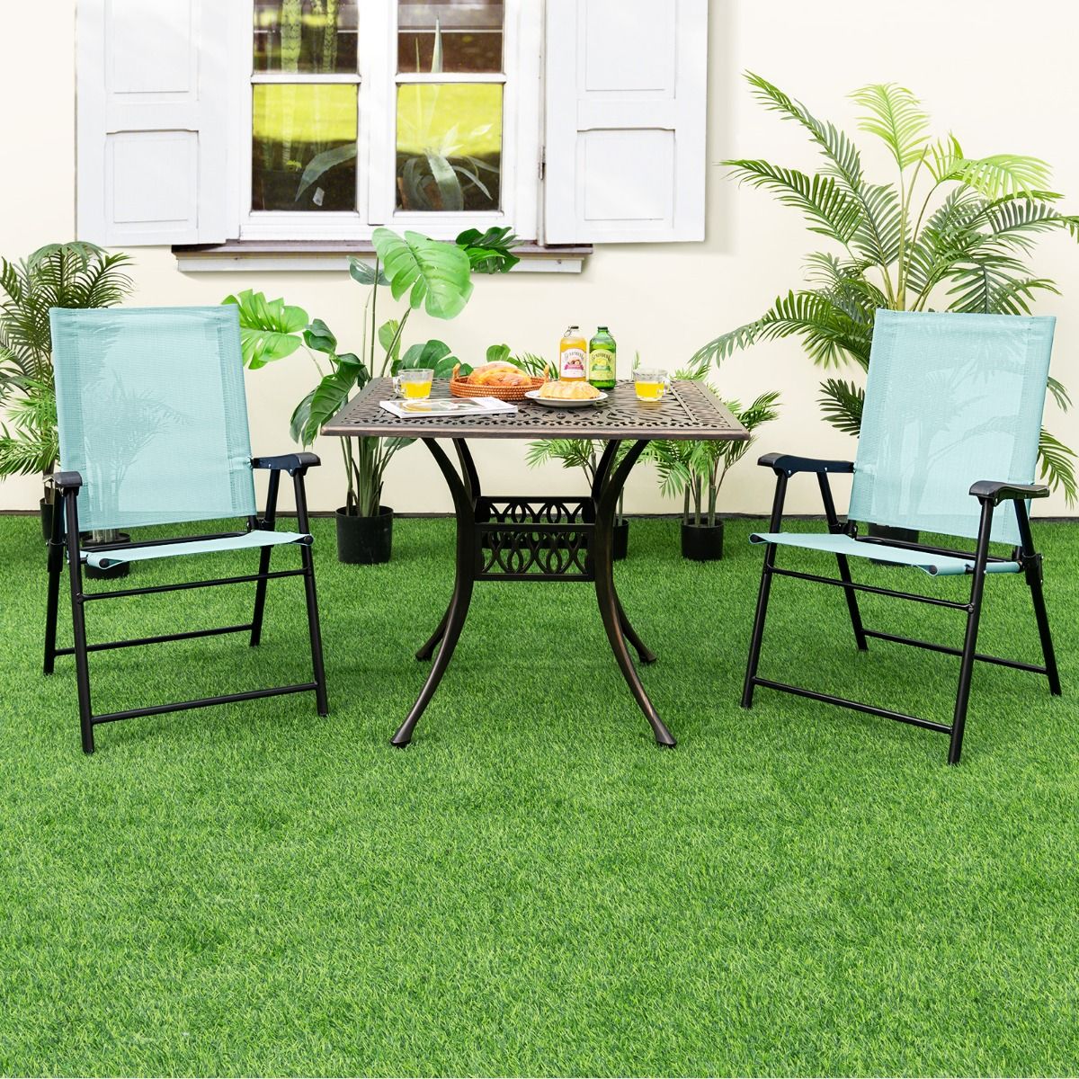 Chaises de terrasse pliantes Coast - lot de 2 - structure métallique - vert