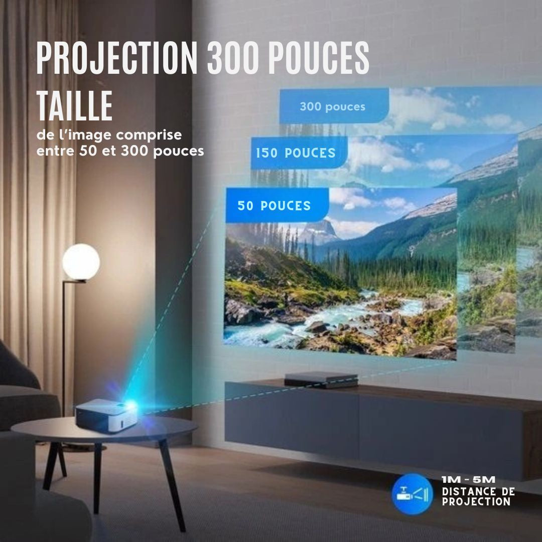 Vidéo-projecteur Strex - WiFi - 7000 lumens - 22 x 16 x 8,7 cm - Noir