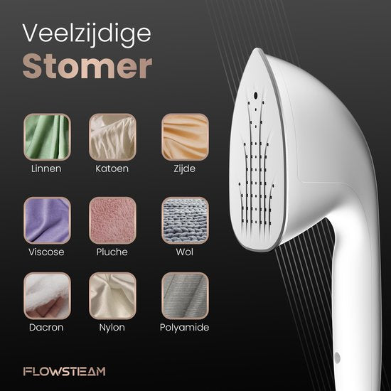 FLOWSTEAM® PRO Défroisseur à linge - Défroisseur à main - Nettoyeur vapeur - Défroisseur à linge - 150 minutes de vapeur - Cordon de 2,5 m - Blanc