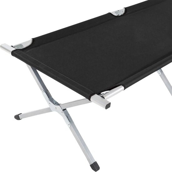 Lit de camp TecTake - xl lit de camp 190 cm - Noir - 401212