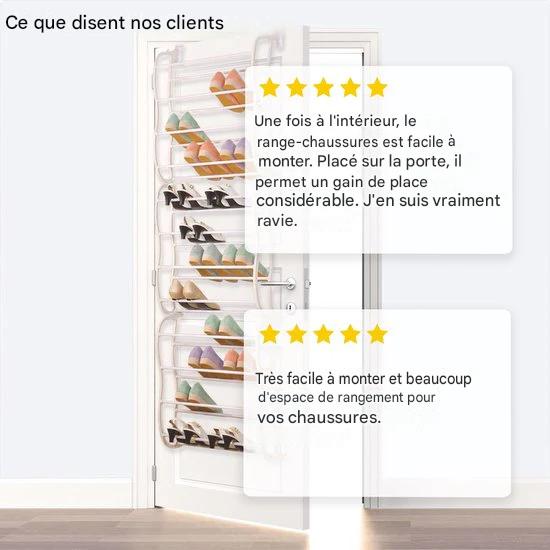 Happy Goods - Support à chaussures XXL - 40 paires de chaussures - Support de rangement - Porte émoussée et opaque - Armoire à chaussures - Support à chaussures suspendu - Métal - Rangement suspendu - Système de rangement de chaussures - Armoire à chaussu