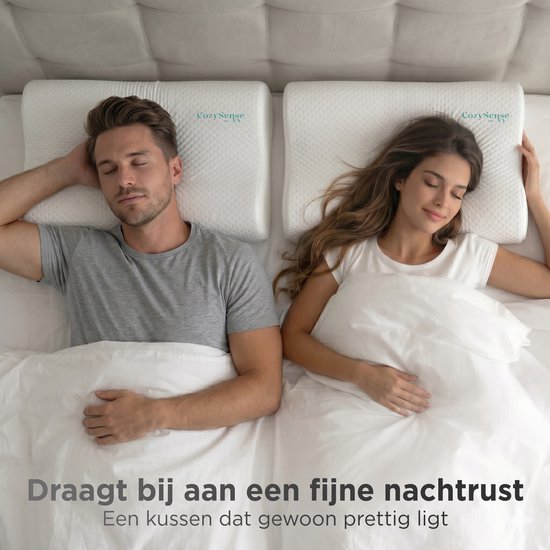 Oreiller ergonomique CozySense® - Oreiller réglable en mousse à mémoire de forme - Oreiller de sommeil en mousse à mémoire de forme - Dormir sur le côté, le dos et le ventre - Système à 3 couches - Orthopédique - Enveloppe en bambou