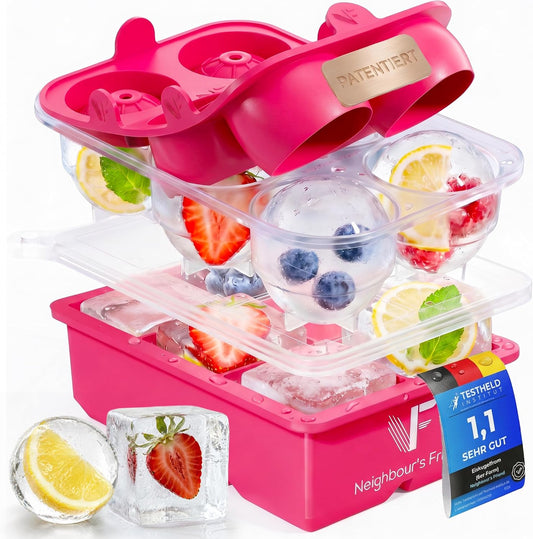 Ensemble « Neighbour's Friend » pour glaçons et boules de glace - Rose - XXL - Silicone