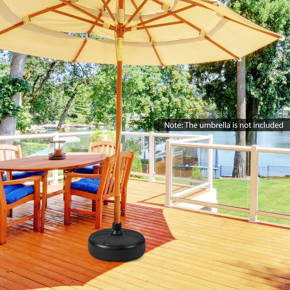 Base de parasol Coast Outdoor - Pour mâts de parasol Φ38mm - HDPE - 37 x 19 cm - Noir