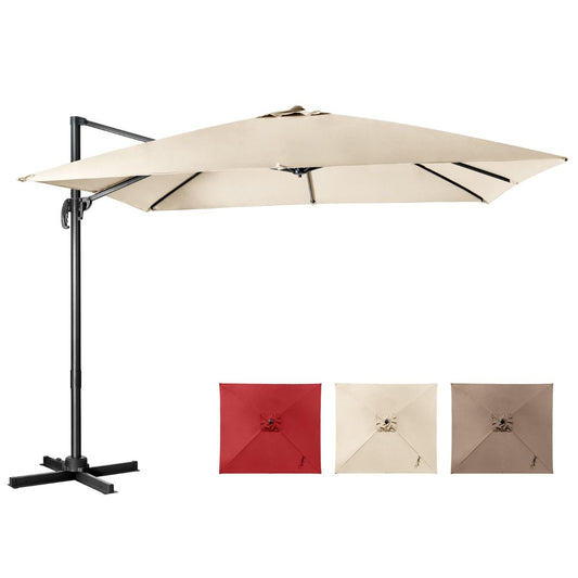 Parasol de terrasse cantilever Coast - 3 positions d'inclinaison - Rotation 360° - 8 balais solides - Beige
