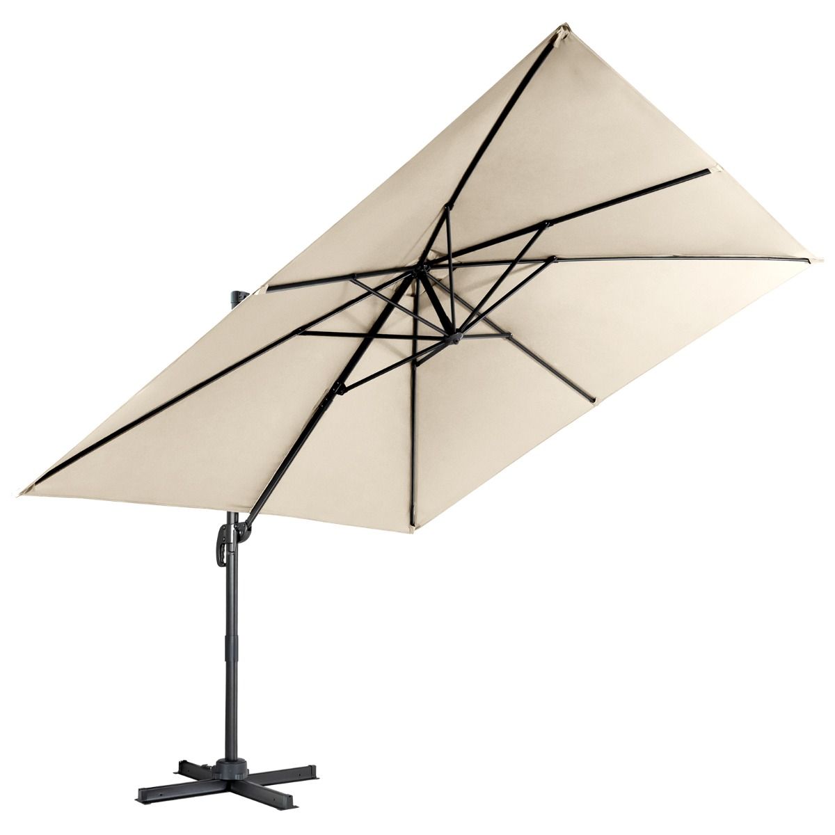 Parasol de terrasse cantilever Coast - 3 positions d'inclinaison - Rotation 360° - 8 balais solides - Beige