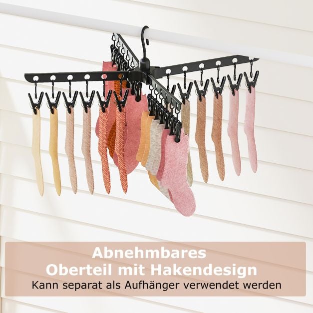 Coast Foldable Drying Rack 3-Layer - Étagère à linge avec 24 pinces et 32 tringles 76 x 76 x 178 cm - Noir