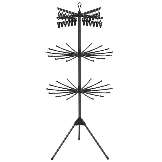 Coast Foldable Drying Rack 3-Layer - Étagère à linge avec 24 pinces et 32 tringles 76 x 76 x 178 cm - Noir