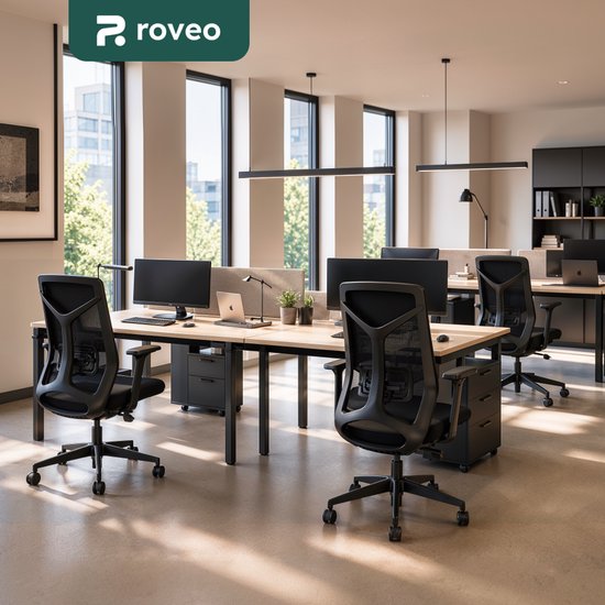 Fauteuil de bureau ergonomique Roveo - Fauteuil de gaming de bureau - Fauteuil de gaming pour adultes - Fauteuil gaming - Noir