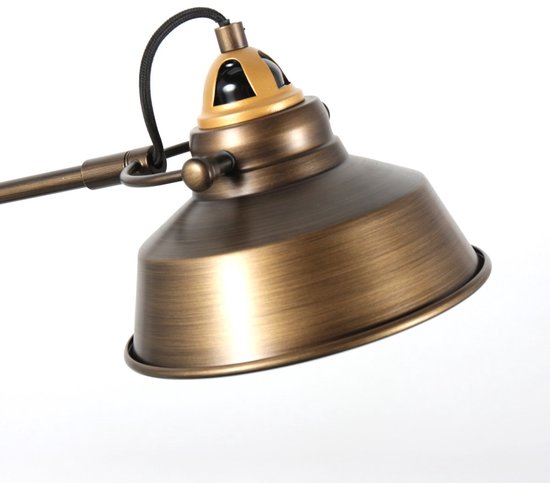 Lampe de table industrielle en bronze Nove 1321BR de Mexlite, hauteur 67 cm, avec douille E27 et structure orientable et inclinable, idéale pour un usage intérieur