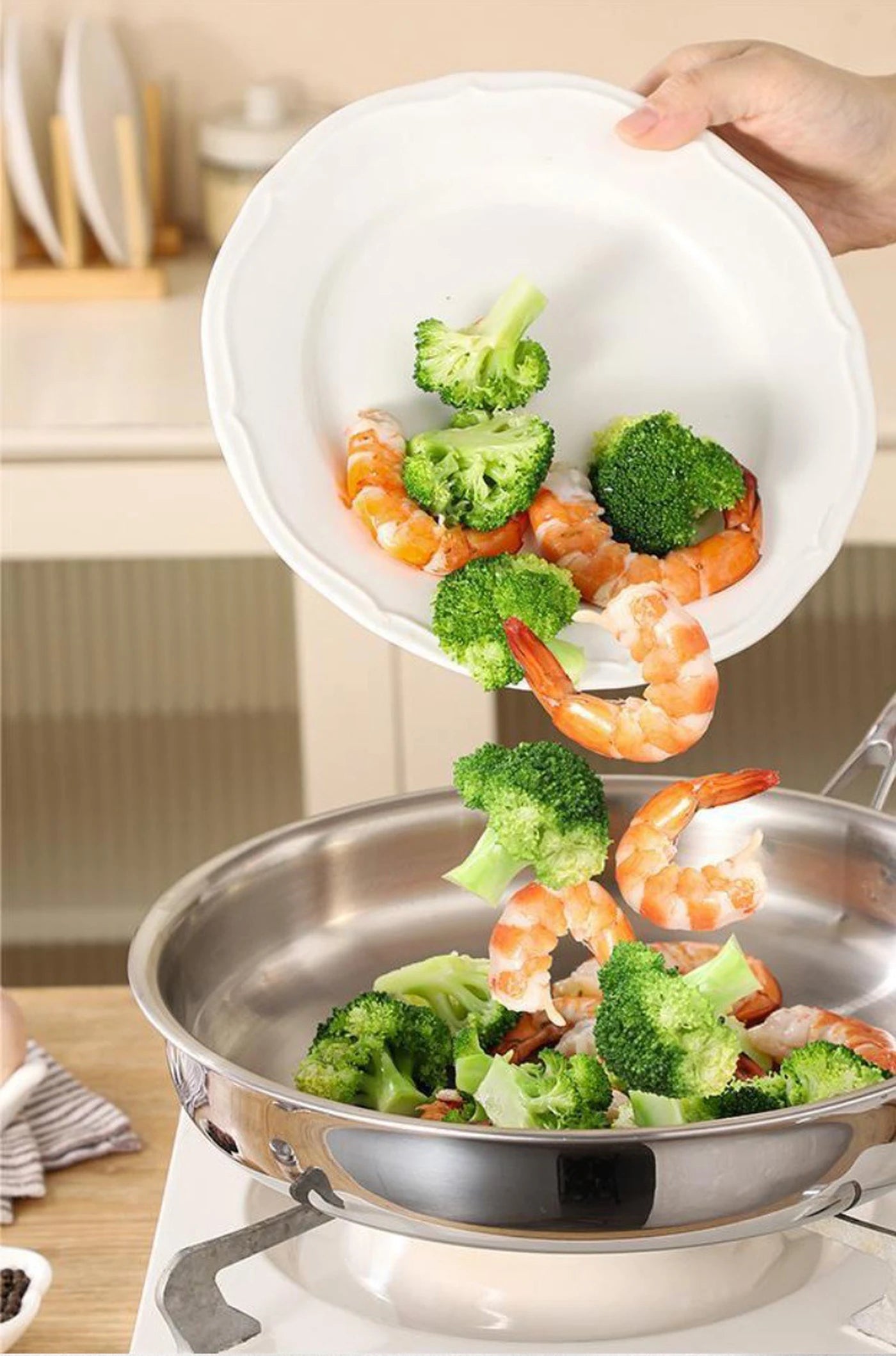 Poêle PURECOOK en acier inoxydable à triple épaisseur, 28 cm - Acier inoxydable 304 - Argent - Compatible avec tous les types de plaques de cuisson