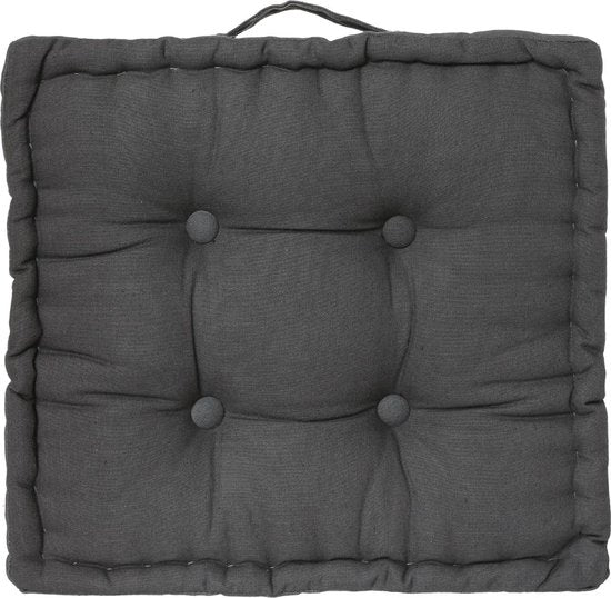 Coussin de sol Atmosphera Square - gris foncé - coton - 38,5 x 38,5 x 8 cm - carré - Extra épais