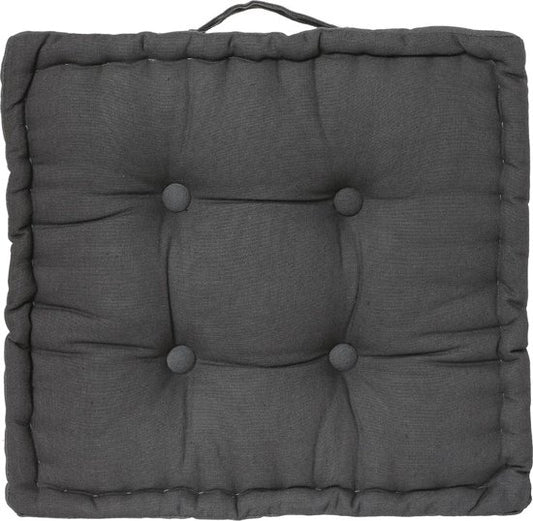 Coussin de sol Atmosphera Square - gris foncé - coton - 38,5 x 38,5 x 8 cm - carré - Extra épais