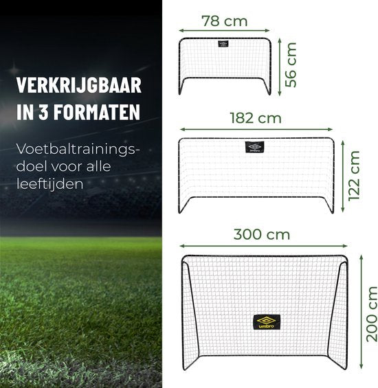 But de football Umbro - But de football 300 x 120 x 205 cm - Grand but de football - Jouet d'extérieur pour enfants et adultes - Montage rapide - But d'entraînement de football - Métal - Noir/Jaune