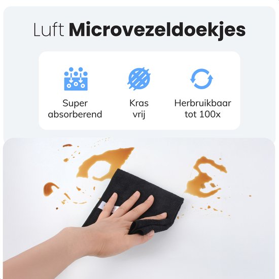 LUFT Chiffons en microfibres - 14 pièces - 30x30cm - Convient pour les fenêtres, le nettoyage, les vitres, la voiture - Essuie-glace - Nettoyant - Chiffons de nettoyage - Chiffons de polissage - Chiffons de séchage - Chiffons à vaisselle - Noir