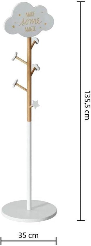Porte-manteau Atmosphera - beige/blanc - bois MDF - 5 crochets - 35 x 135 cm