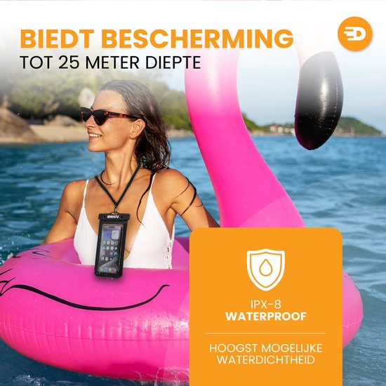 Drivv. Étui étanche pour téléphone – Lot de 2 - Double fermeture à clip - Jusqu'à 6,7 pouces – Étui sous-marin pour téléphone - Noir