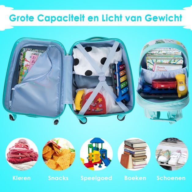 2 Pieces Kids' Luggage Handbag Set with Backpack and Suitcase - 30 X 22 X 44.5-74 CM