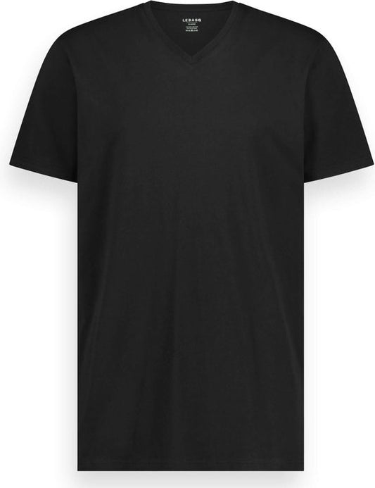 LEBASQ - T-shirt Davis pour homme - 3 packs - avec col en V - Extra long - Convient comme sous-maillot - Noir