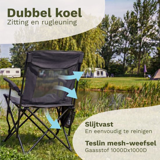 TRVLMORE Chaise de camping - pliable - capacité de charge 150KG - sac de transport inclus - chaise pliante - chaise de pêche - chaise de camping - chaise pliante - gris