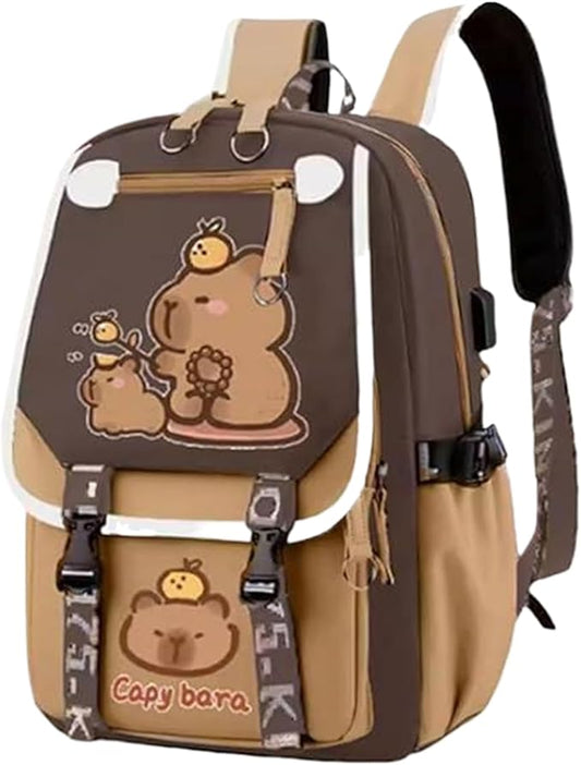Sac à dos Capybara - grande capacité, imperméable et design mignon - poches multiples, sangle réglable et panneau arrière respirant - pour les enfants, les adolescents et les filles