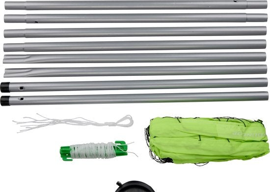 Dunlop Sports Net 609 x 220 CM - Filet de volley-ball - Filet de tennis - Filet de badminton - Set complet avec bâtons, filet, piquets de sol et cordes de tension - Utilisation multifonctionnelle - Vert/Noir