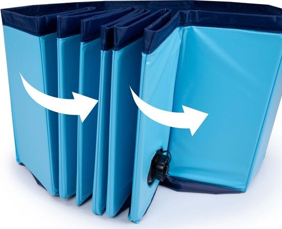 Piscine pour chien - 120 x 30 CM - races de chiens moyennes - Baignoire pour chien pliable - fond antidérapant - avec valve de vidange - bleu