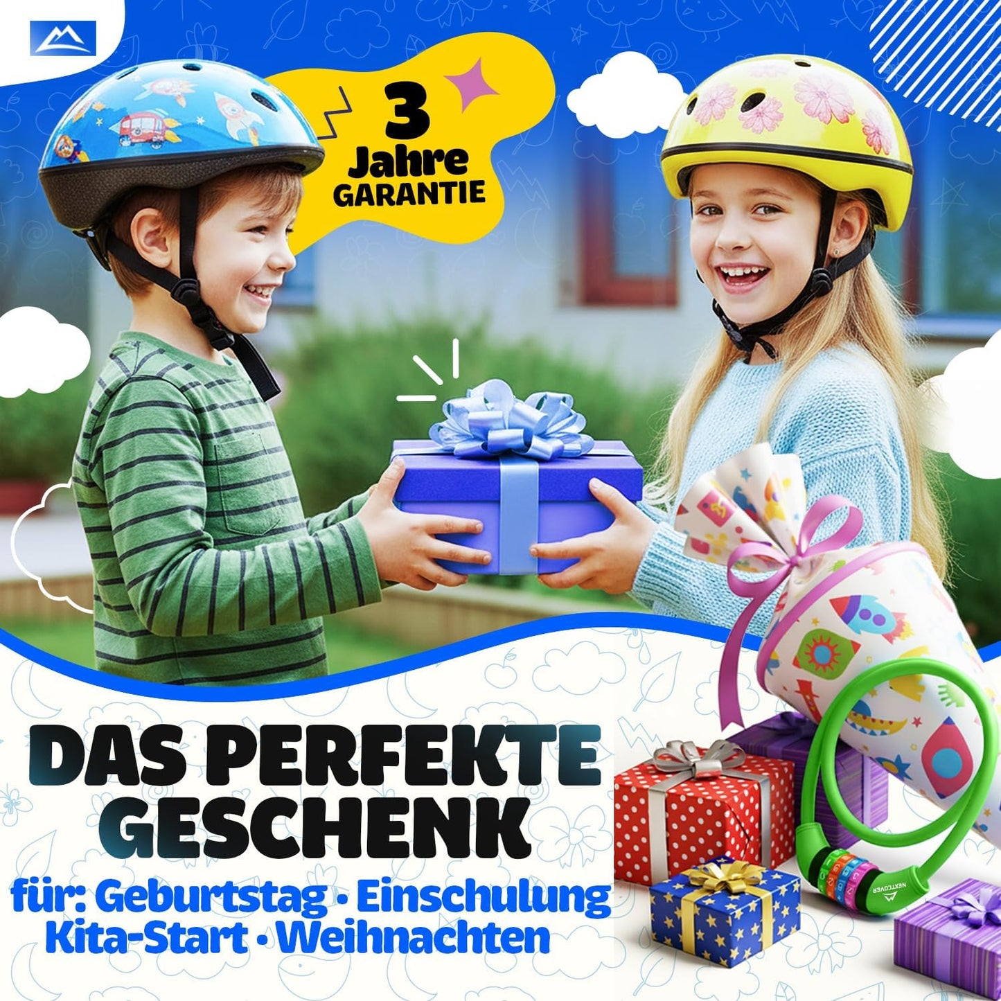 NEXTCOVER® Cadenas pour vélo d'enfant - Code à 4 chiffres - Cadenas pour scooter Extra robuste et sécurisé - Vert
