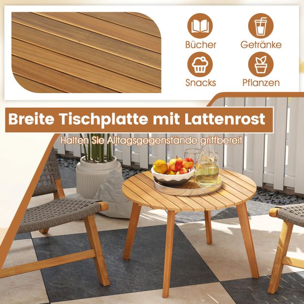 Table d'appoint ronde Coast en bois d'acacia – Ø 62 x 40 cm – Naturel