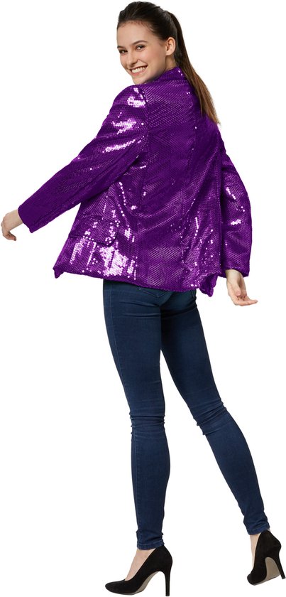 Dressforfun Manteau à paillettes dames lilas L - déguisement costume halloween partywear carnaval costume robe de soirée - 303883