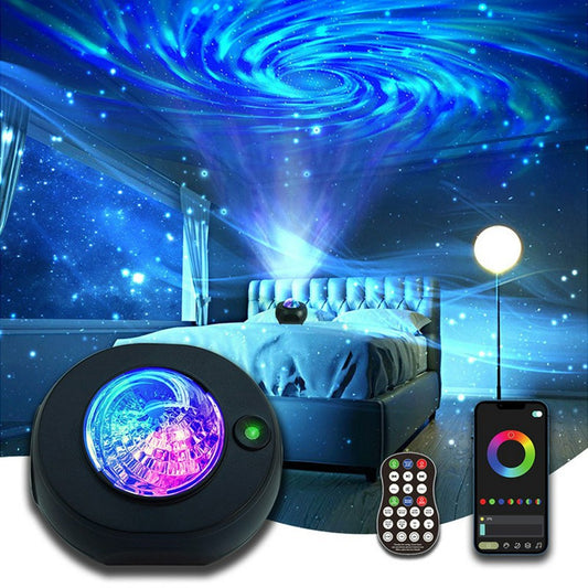 Projecteur M1 Galaxy Star - Veilleuse Aurora - Enceinte Bluetooth - 7 couleurs - Minuterie - Télécommande et application - Noir
