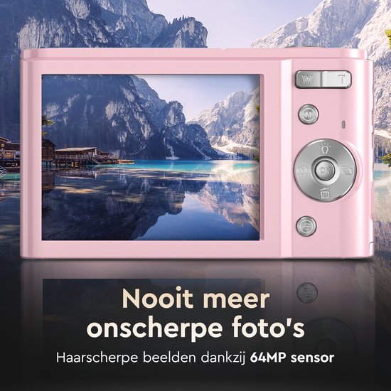 K&L Digital Camera 4K - 64MP - Caméra - Caméra compacte - Caméra Vlog - Pour les enfants - Comprend 64GB - NL Software