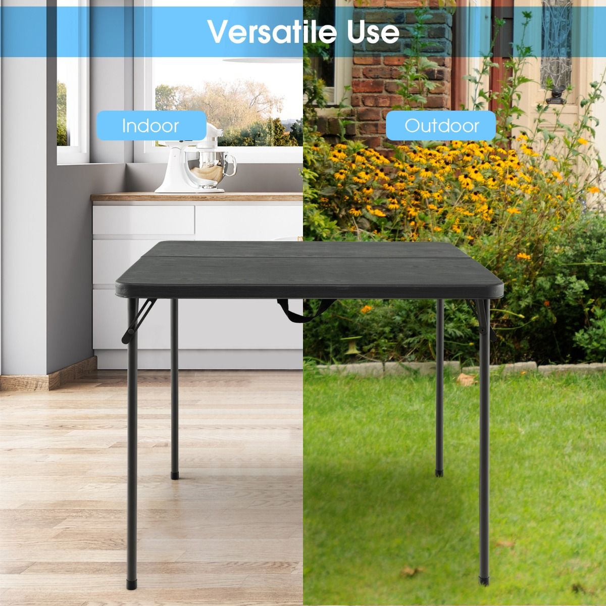 Table de camping pliable Coast - Portable avec poignée - Légère - Grise 86 x 86 x 73 cm