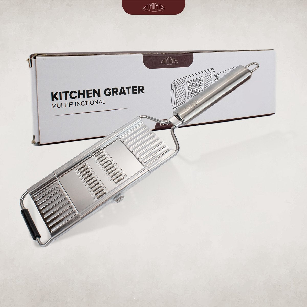 Nimma® Hand Grater - 3-in-1 Grater - Cheese Grater - Ginger Grater - Garlic Grater - Vegetable Slicer - Mandolin Attachment - Stainless steel Grater