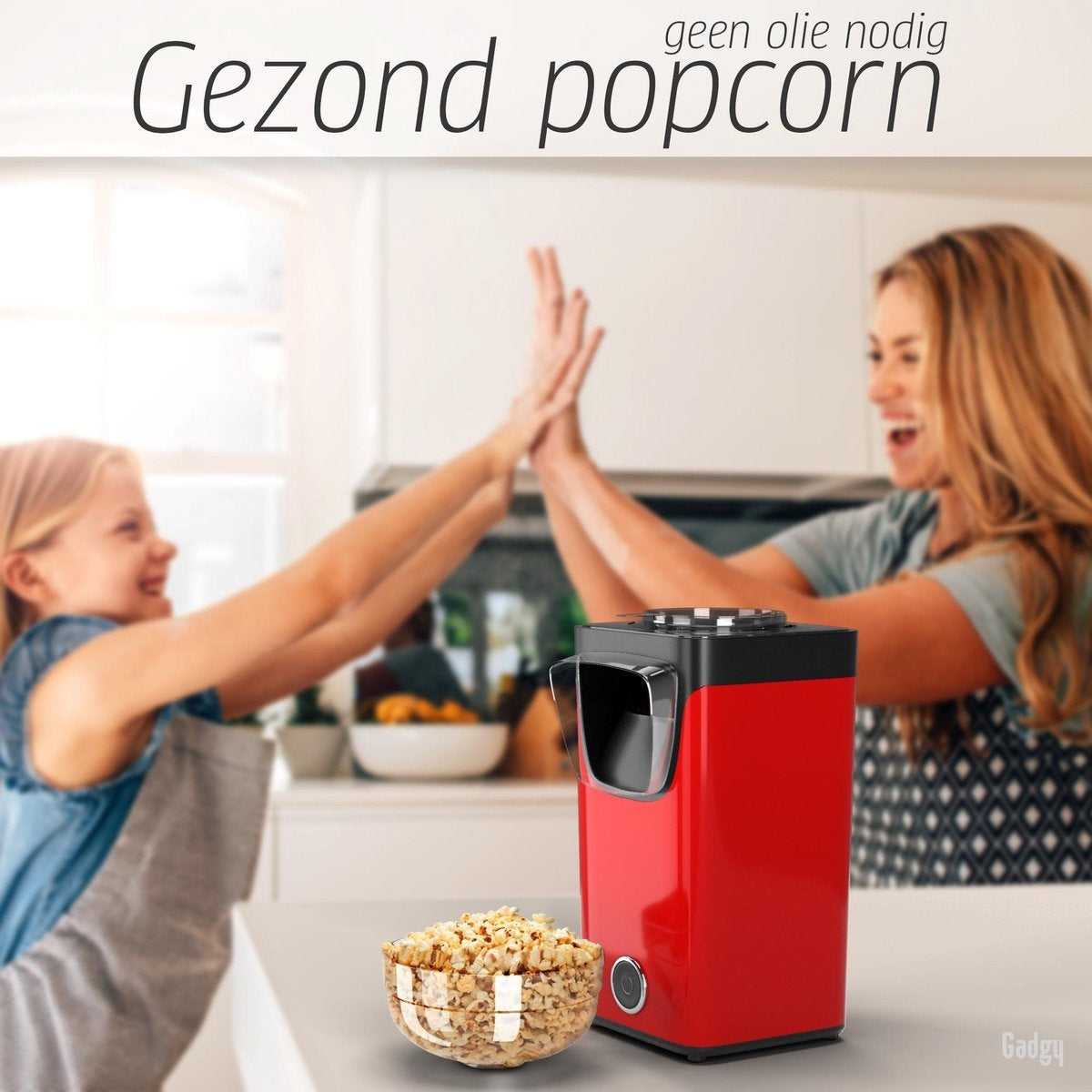 Gadgy Popcorn Machine - Hetelucht Popcornmaker - 1100 watt - met Maatschep - Popcornmakers kinderfeestje