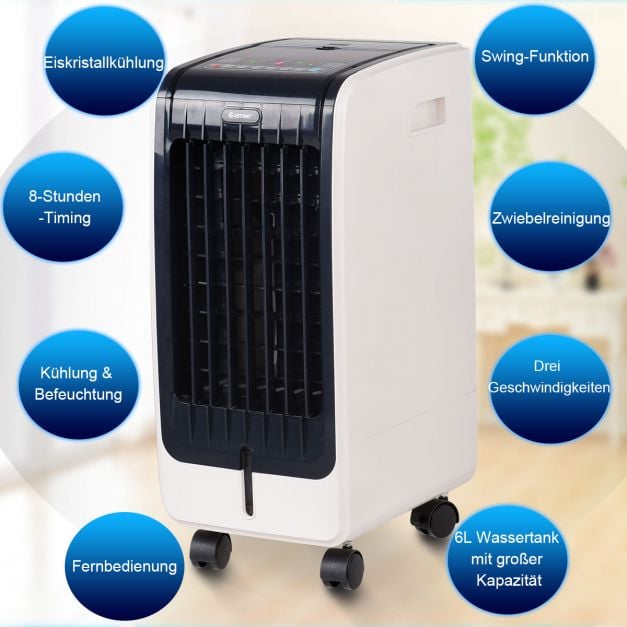 Climatiseur portable Coast 3-en-1 75 W – 6 L – 32 x 25 x 57 cm – Noir et blanc