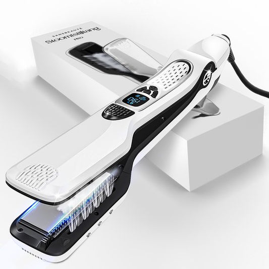 Sansbeauté® Steam Straightener - Lisseur à vapeur - Plaques larges - Lisseur professionnel - Lisseur à vapeur - Blanc