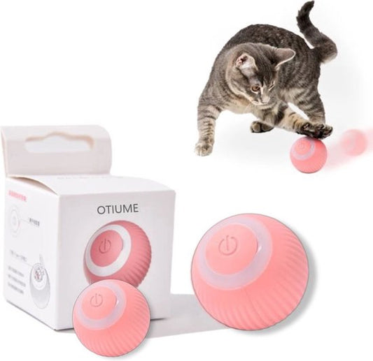 Otiume Jouet pour chat intelligent - balle roulante interactive pour chats - jouets pour chats - rechargeable par USB - Rose